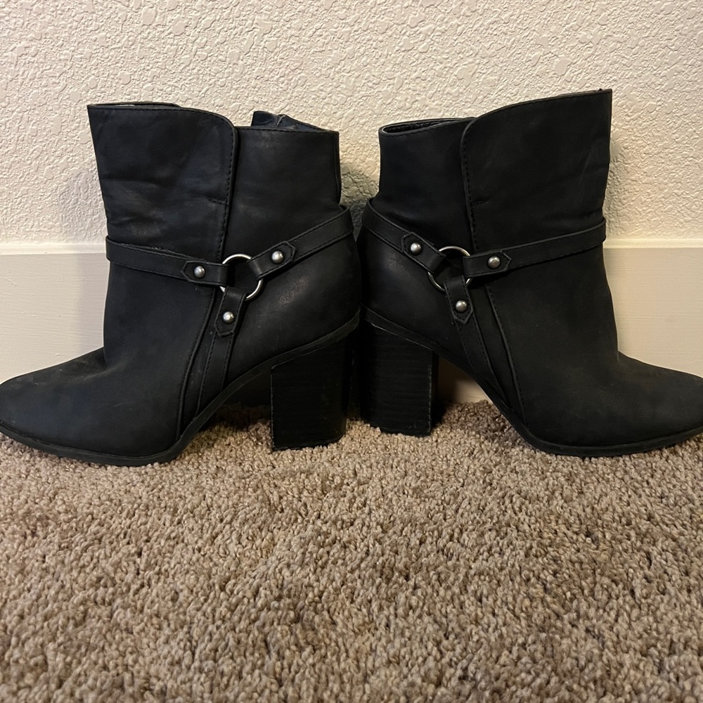 Black vegan leather booties
